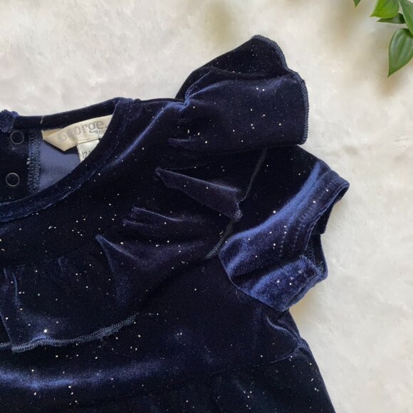 George Baby Toddler Velvet 1-Piece Romper 12-18M | Navy Sparkle Special EUC - Picture 8 of 16
